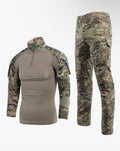 Treillis Militaire Homme Chemise de Manches Longues et Camouflage Pantalon Costume Uniforme pour Paintball Chasse Tir